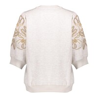 Geisha Sweater Short Sleeve Embroidery Beige Black