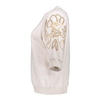 Geisha Sweater Short Sleeve Embroidery Beige Black