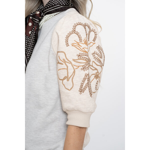 Geisha Sweater Short Sleeve Embroidery 