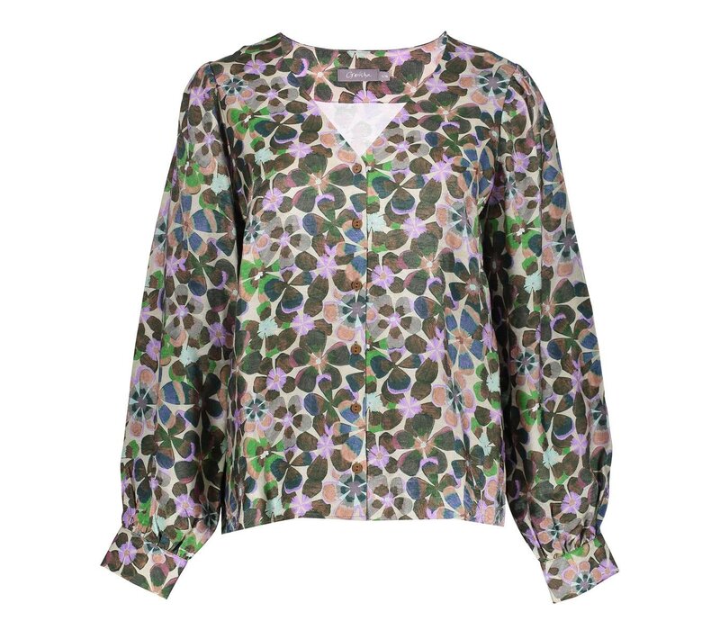 Geisha Blouse Flowers Lilac