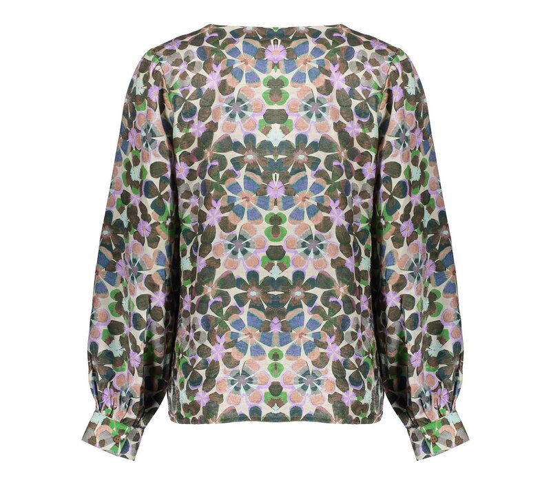 Geisha Blouse Flowers Lilac