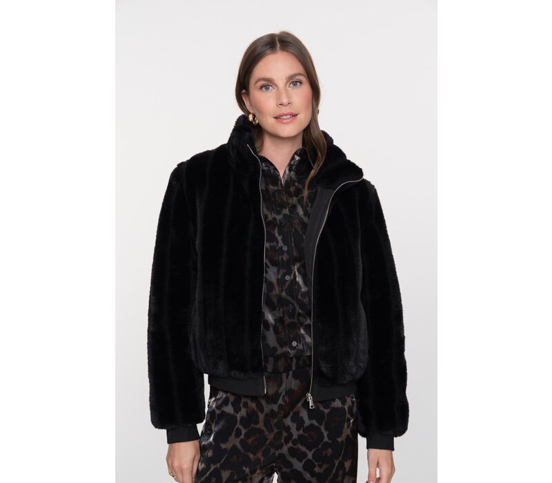 Geisha Jacket Fake Fur Black