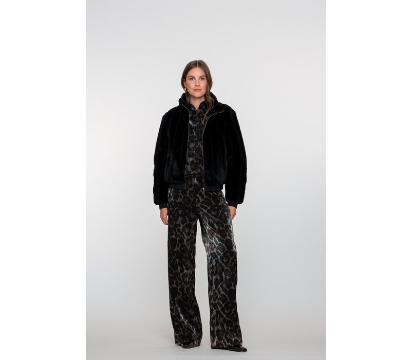 Geisha Jacket Fake Fur Black
