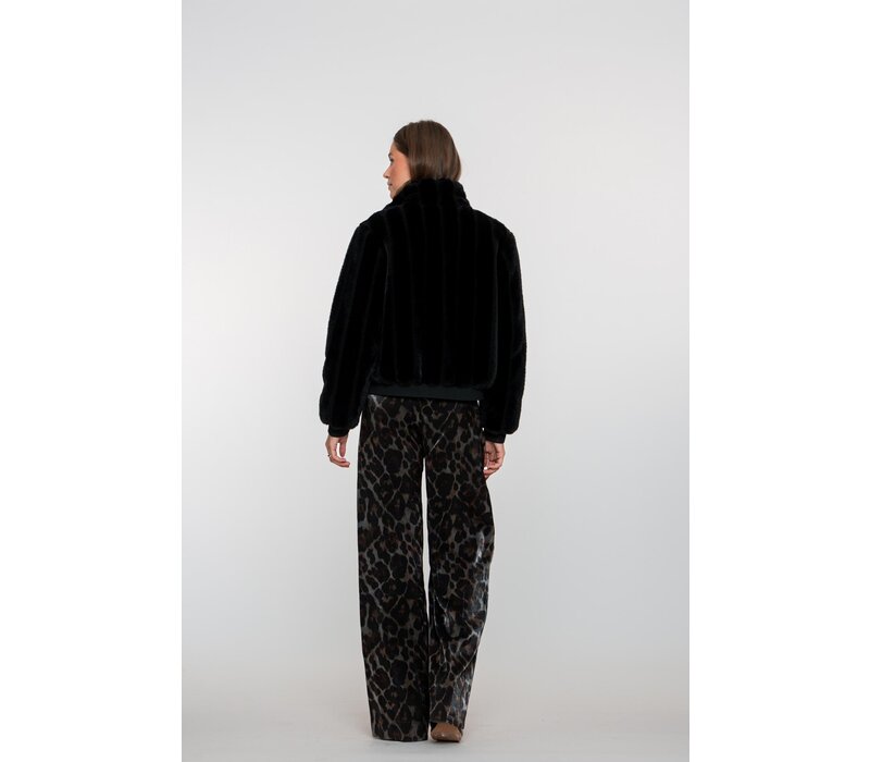 Geisha Jacket Fake Fur Black