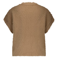 Red Button Sleeveless Fuzzy Almond