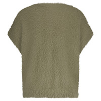 Red Button Sleeveless Fuzzy Olive