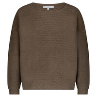 Red Button Fluffy Ajour Sweater Warm Taupe