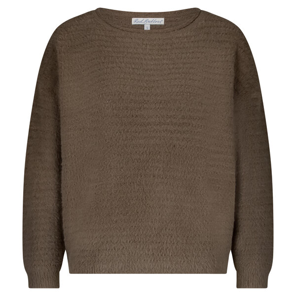 Red Button Fluffy Ajour Sweater 