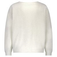 Red Button Fluffy Ajour Sweater Ecru