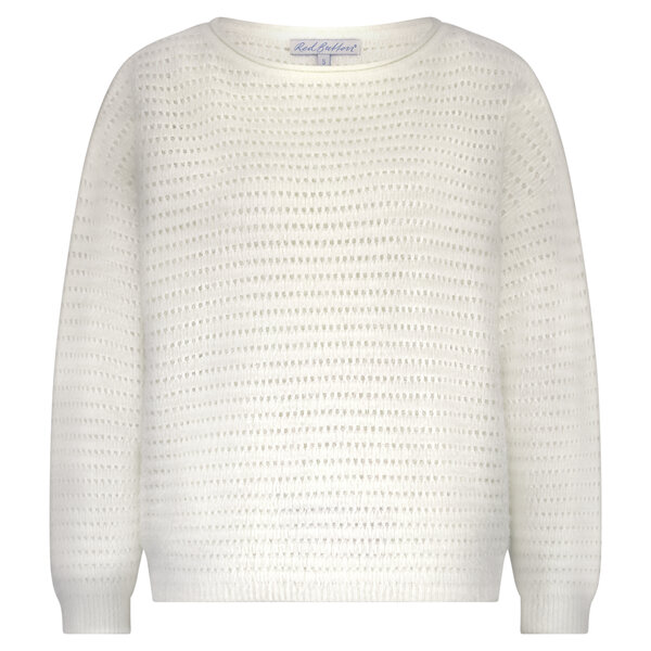 Red Button Fluffy Ajour Sweater 