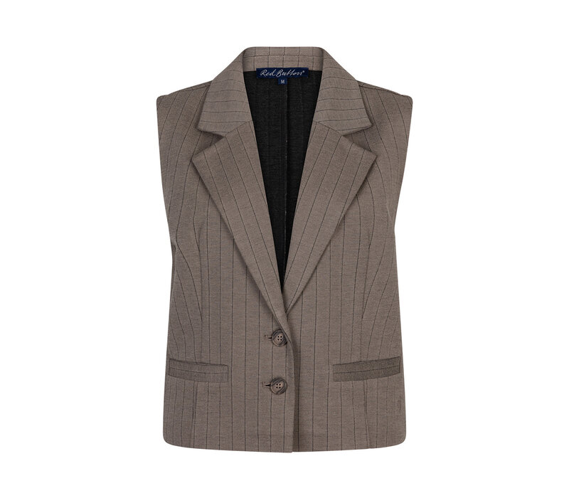 Red Button Gilet Punta Pinstripe Warm Taupe