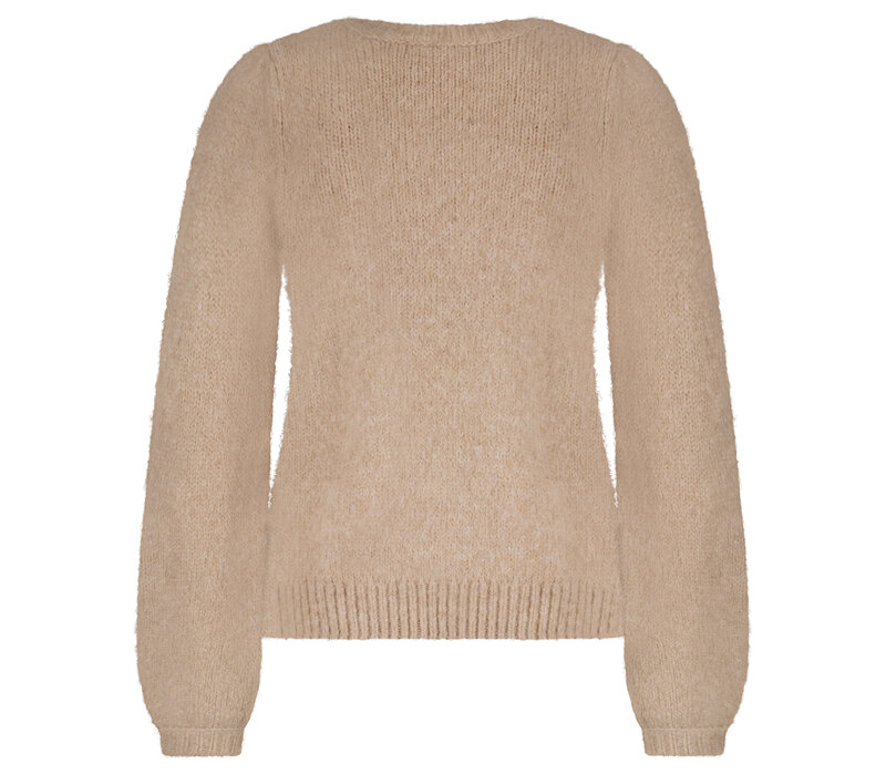 Red Button Sweater RB Logo Almond