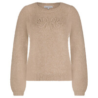 Red Button Sweater RB Logo Almond