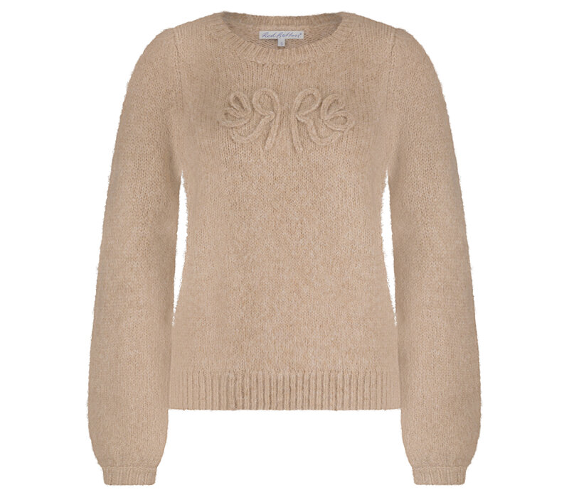 Red Button Sweater RB Logo Almond