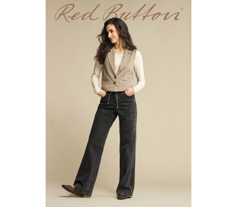 Red Button Gilet Punta Pinstripe Warm Taupe