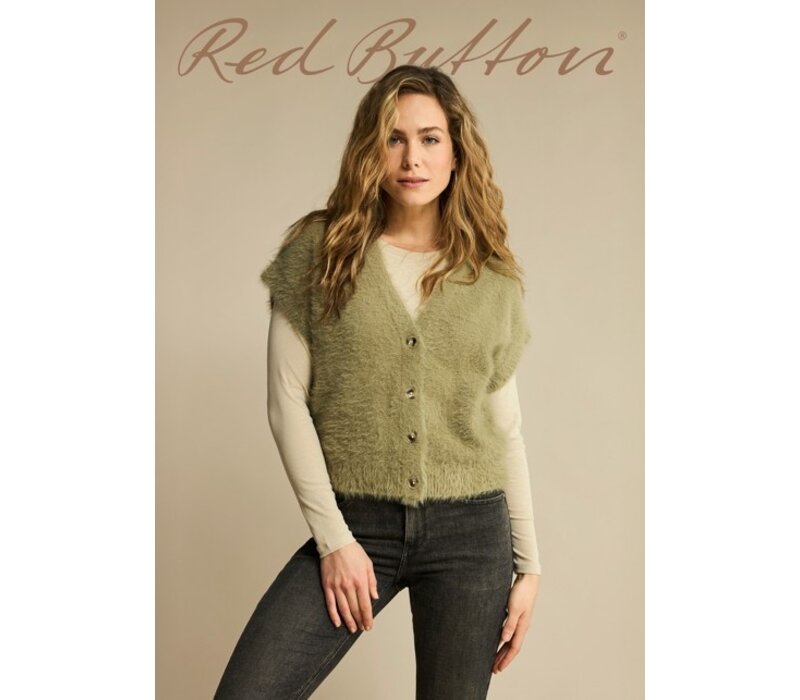 Red Button Sleeveless Fuzzy Olive