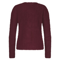 Red Button Fuzzy Puff Sleeve Trui Ruby