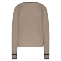 Red Button Fluffy Sweater & Contrast Clay Black