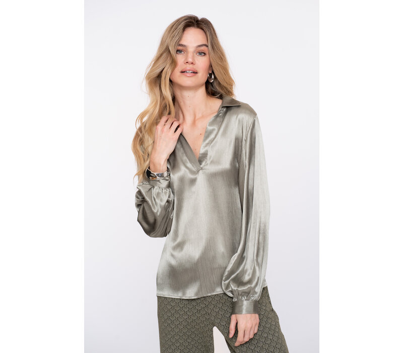 Geisha Satin Blouse Soft Green