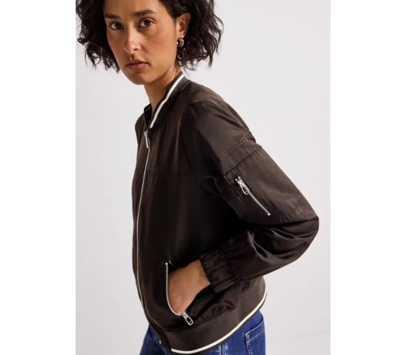 Street One Satin Bomber Blouson Deep Roast Brown