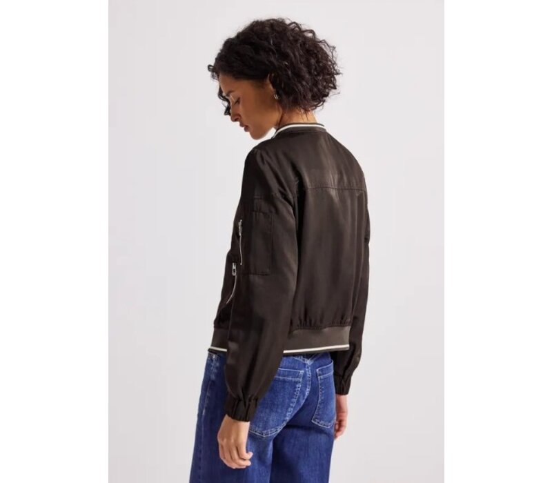 Street One Satin Bomber Blouson Deep Roast Brown