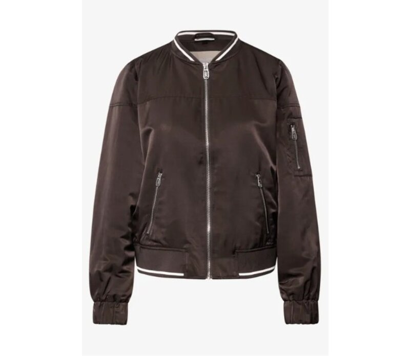 Street One Satin Bomber Blouson Deep Roast Brown