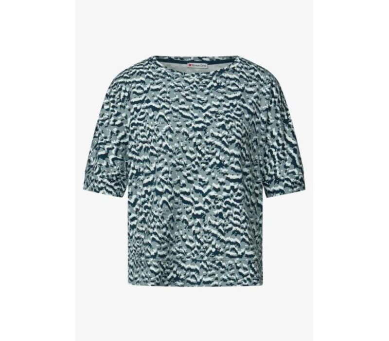 Street One Soft Printed Batwing Shirt Arona Blue