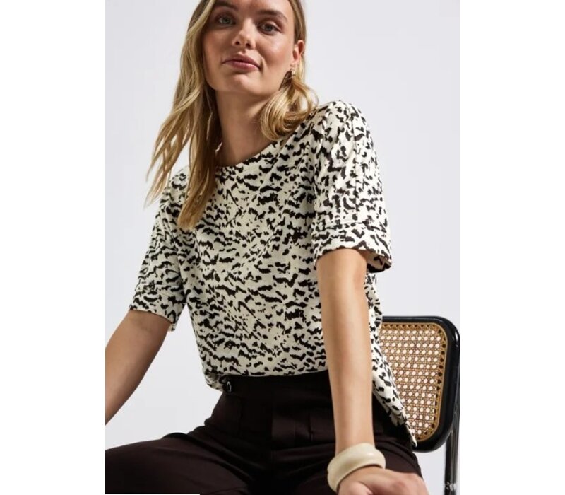 Street One Soft Printed Batwing Shirt Morning Beige