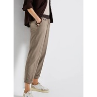 Street One Chino Melange Tape Mid Waist Bark Brown