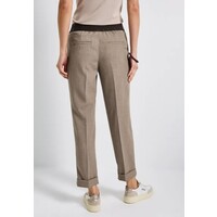 Street One Chino Melange Tape Mid Waist Bark Brown