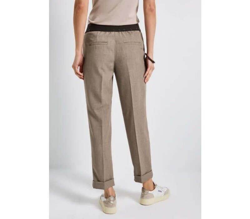 Street One Chino Melange Tape Mid Waist Bark Brown