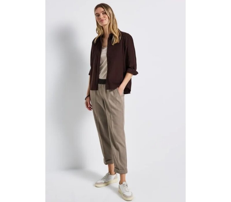 Street One Chino Melange Tape Mid Waist Bark Brown