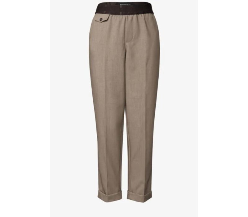 Street One Chino Melange Tape Mid Waist Bark Brown