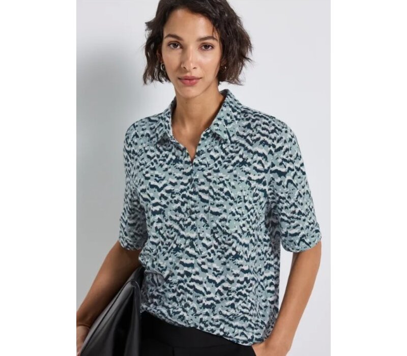 Street One Printed Blouse Shirt Pocket Arona Blue