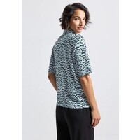 Street One Printed Blouse Shirt Pocket Arona Blue