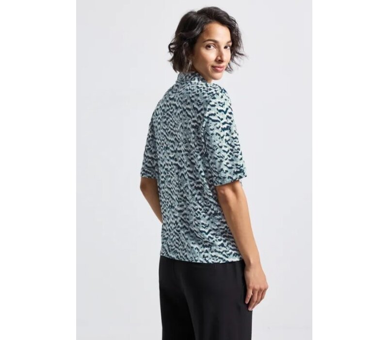 Street One Printed Blouse Shirt Pocket Arona Blue