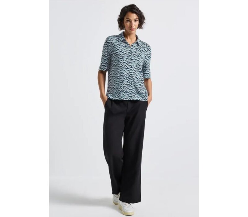 Street One Printed Blouse Shirt Pocket Arona Blue