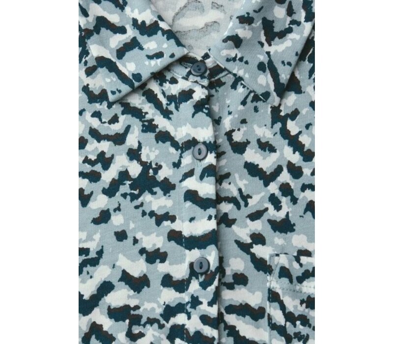 Street One Printed Blouse Shirt Pocket Arona Blue