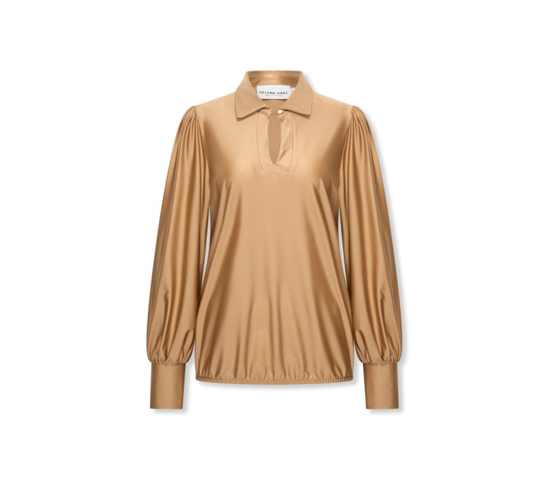 Helena Hart Top Seda Glans Camel