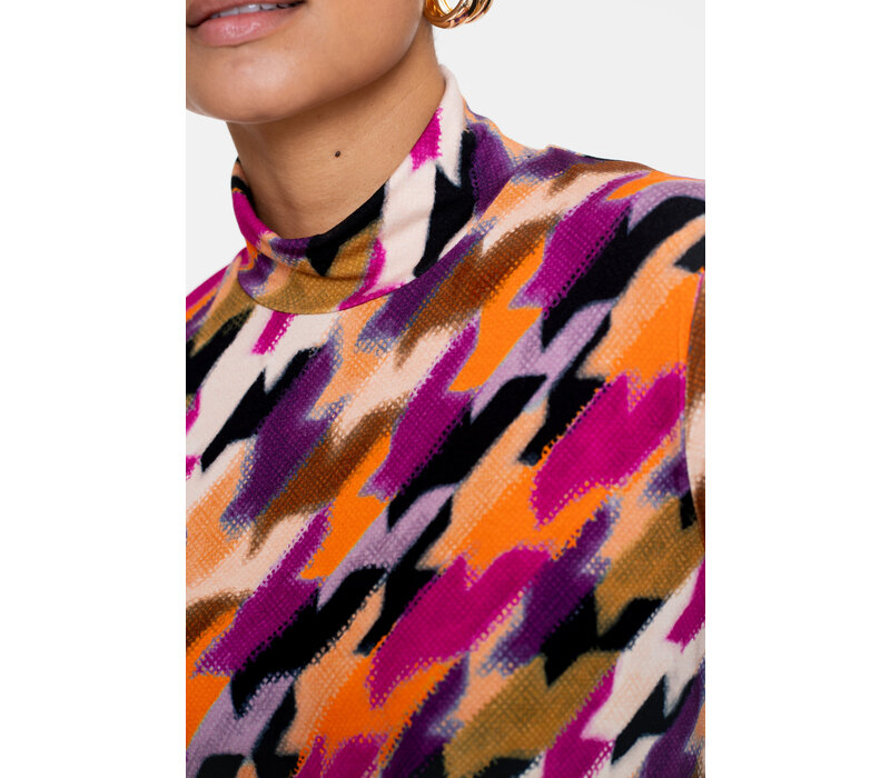 Geisha Top with Col Jersey Fuchsia Purple