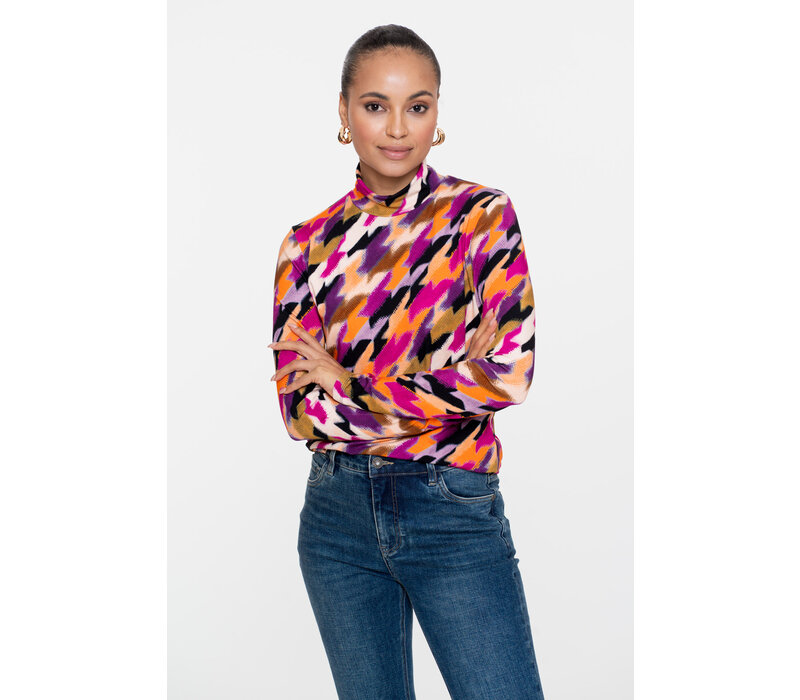 Geisha Top with Col Jersey Fuchsia Purple