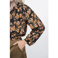 Geisha Blouse Flowers Black Yellow