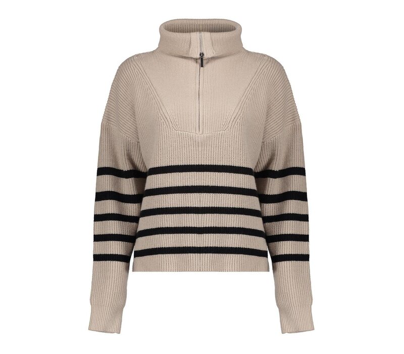 Geisha Pullover Zip Striped Sand