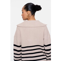 Geisha Pullover Zip Striped Sand