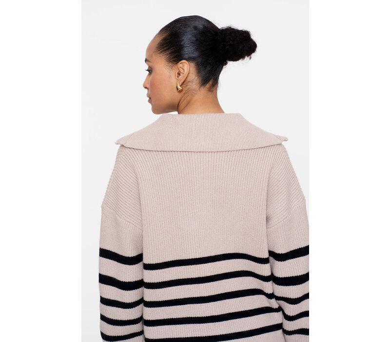 Geisha Pullover Zip Striped Sand