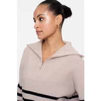 Geisha Pullover Zip Striped Sand