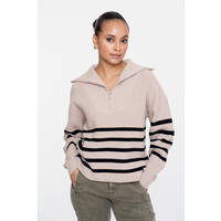 Geisha Pullover Zip Striped Sand
