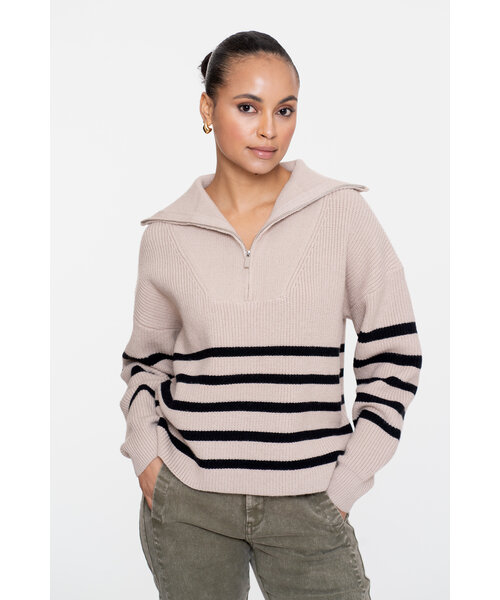 Geisha Geisha Pullover Zip Striped