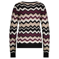 Red Button Fanny Stripe Trui Aubergine Latte
