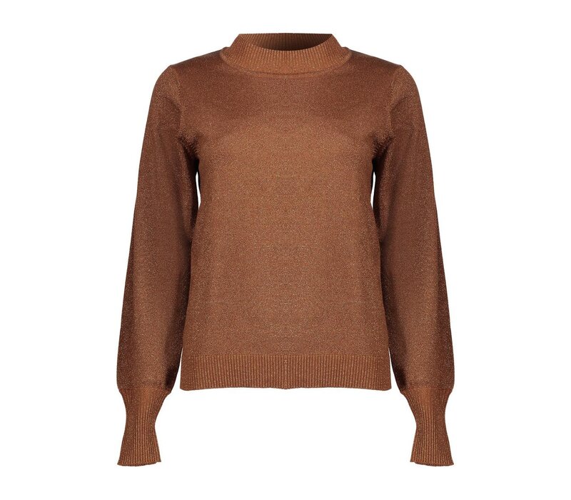 Geisha Pullover Basic Turtle Lurex Camel Copper
